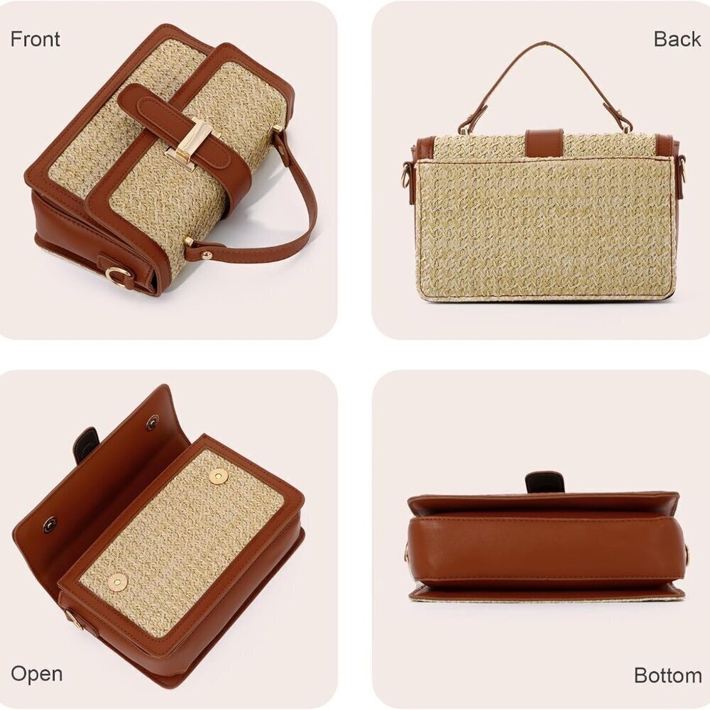 Straw Crossbody Bag Women Raffia Woven Summer Beach Handbag Shoulder Clutch - Picture 6 of 7